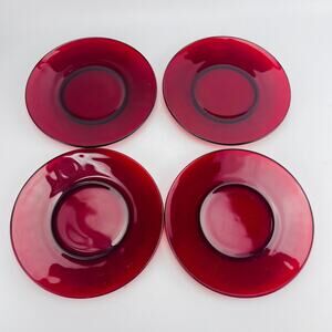 Anchor Hocking Royal Ruby Red 6 1/8” Dessert Plates Set of 4